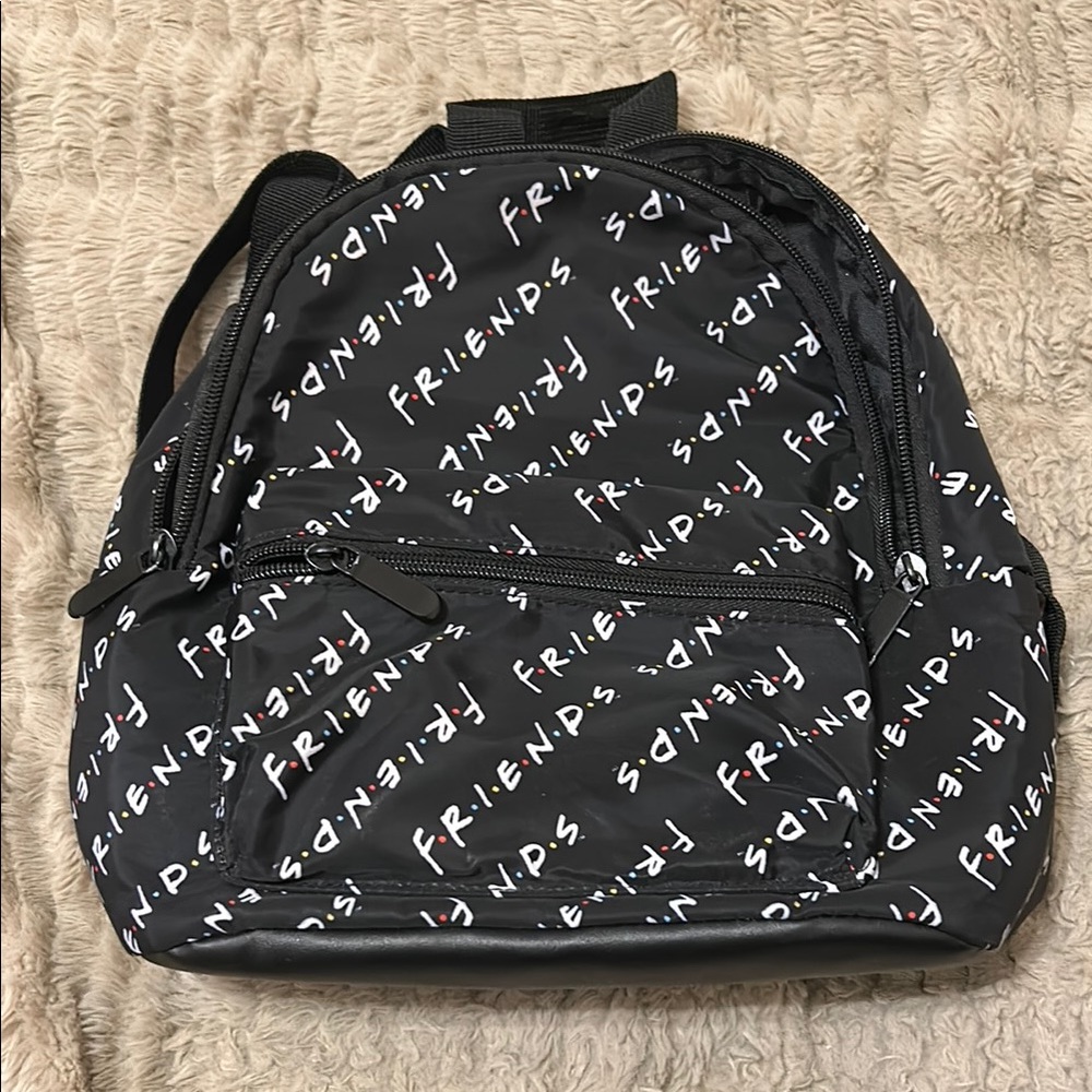 Black FRIENDS Print Men's Backpack